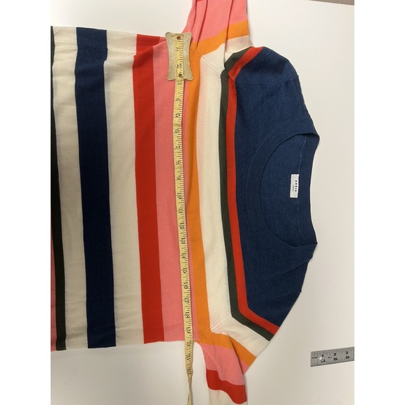 Akris Punto US 10 Kodak Stripe Wool Pullover Sweater Lightweight Blue Pink White - Picture 10 of 12